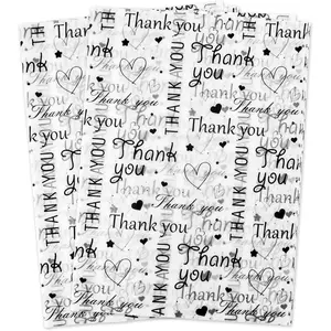 100 Sheets Thank You Tissue Paper Bulk for Small Business, Packaging for  Bags, 14 x 20 Inch (Black)