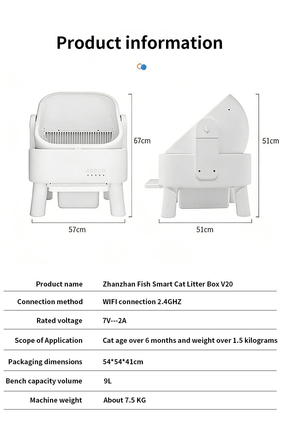 Self-Cleaning Litter Box for Multi-Cat Homes Open-Top Auto Cleaner with APP Control Safety Sensors Odor Lock & Large 10.5L Waste Bin(Only Support 2.4G Wifi)