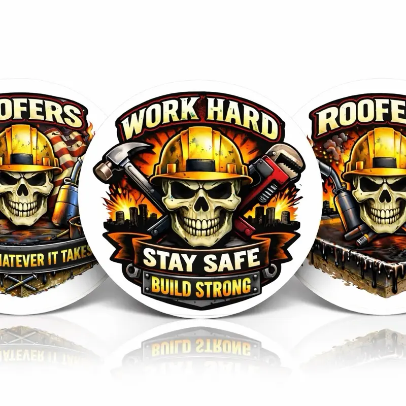 25 pcs Roofers Hard Hat Stickers - Work Hard Stay Safe Build Strong Design for Roofing Professionals