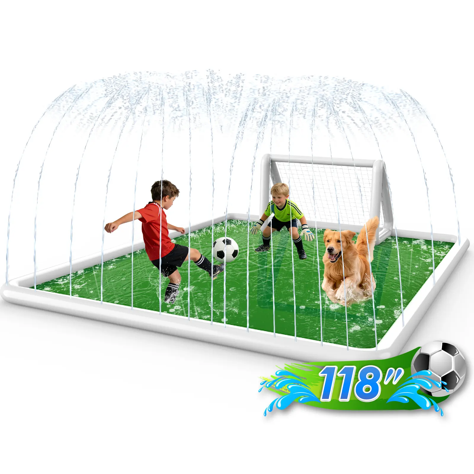 Extra Large Rectangular Splash Pad for Kids 4-12, Durable PVC Sprinkler Water Play Mat for Backyard Summer Outdoor Fun