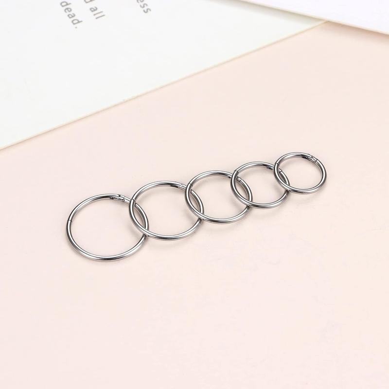 MILACOLATO 5count G23 Titanium Nose Rings Hoops 20G 18G 16G Clicker Body Piercing Rings for Septum Cartilage Daith Rook Lip Tragus Helix Conch Ear Lobe Earrings Hypoallergenic Nose Piercing Jewelry Women Men 6/7/8/9/10mm