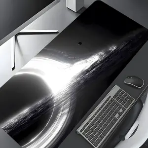 Cool Black and White Cosmic Swirl Design Large Gaming Mouse Pad, Aesthetic Desktop Pad, Desktop Accessory, Washable Rubber Pad Non-Slip Lock Edge Multi-Size Mouse Pad for Home Office, Gift for Family Friends, Office Desk Accessories