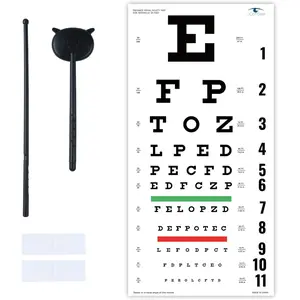 Snellen Eye Chart Visual Acuity Chart with Eye Occluder and Pointer for Eye Exams 20 Feet (22x11 Inches)