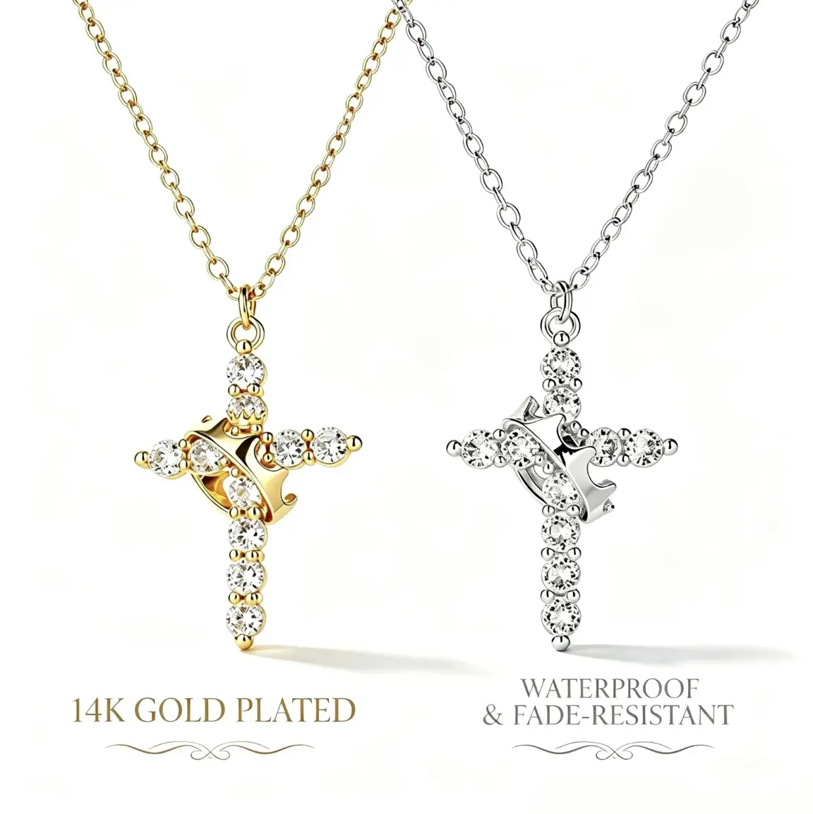 Celiky US Simple Crown & Cross Pendant Choker EasterNecklace for Women & Men & Girls PrettyCrown Cross Necklace For Daily Party ClothingDecor Trendy All-match & Exquisite Jewelrygift Outdoorfun For Christmas Bling StylishAccessory valentines gifts for gf