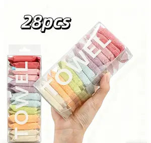 28 packs of compressed towels, pure cotton non-woven fabric disposable travel towels, quick-drying and cleaning, makeup removal towels, portable compressed towels, suitable for travel, hotels and camping