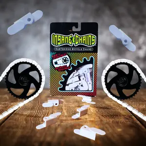 Insane Chains White Snap-On Bike Chain Caps Easy Install Chain Covers for BMX Kids Bikes E-Bikes Beach Cruisers Cycling Accessories for Outdoor Riding