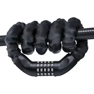 Heavy Duty Bike Chain Lock, 5-Digit Combination Security Anti-Theft Bicycle Lock, Resettable Password Motorcycle Chain for Outdoor Cycling Accessories, High Hardness Steel Alloy Cylinder Core