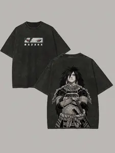 Men's Retro Washed Short-Sleeved Shirt, Uchiha Madara Printed Unisex Washed T-Shirt, Comfortable Skin-Friendly Fabric, Machine Washable, The Best Gift.