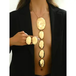 2026 Women's Irregular Oval Shaped Pendant Necklace & Stud Earrings, Fashion Jewelry for Party, Daily Clothing Decor, Trendy All-match & Exquisite Jewelry for Birthday Gift, Elegant Jewelry Set