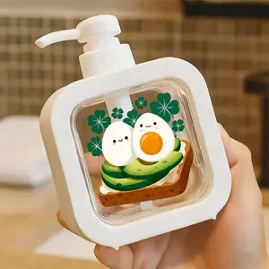 Adorable Pump Dispenser for Bathroom & Kitchen - Refillable Soap/Lotion Container with One-Touch Pump, Plastic Design with Cheerful Cartoon Style - Perfect for Home Organization & Gift