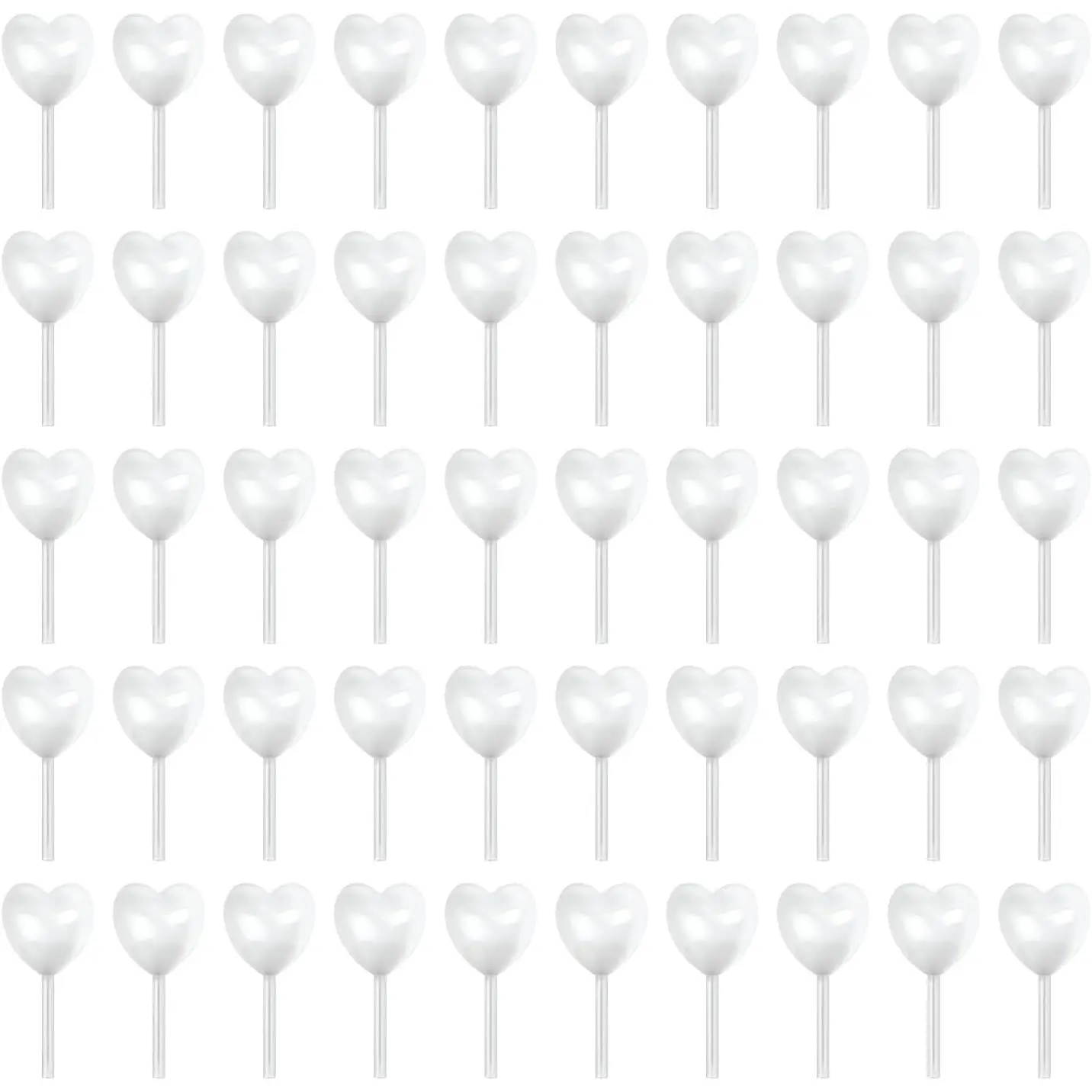 Heart Shaped Clear Cupcake Pipettes Dropper Set 50PK Larger Opening Easy Filling Injector for Cupcakes Ice Cream Creams Sauces