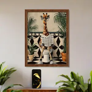 1pc of Canvas Art Featuring a Giraffe, a Fun And Inspirational Creative Wall Decoration for Bathrooms, Suitable for Family Bedrooms, Living Rooms, Rooms, Farms, Hotels, And Cafes. Unframed