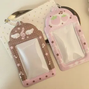 Cute Strawberry Card Holder 3 Inch Sweet Pink Kpop Photocard Holder Idol Photo Card Protective Sleeves Couple Photo Dispaly Case