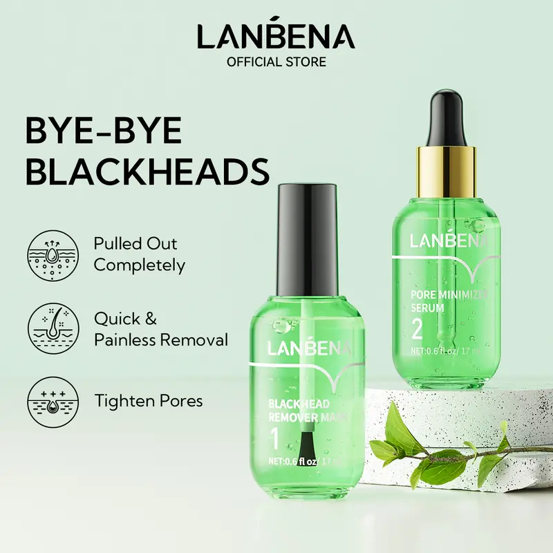 LANBENA Blackhead Remover Serum Shrink Pore Facial Serum Peeling Off Mask Skincare Acne Treatment Essence 17ml Comfort Skin Repair