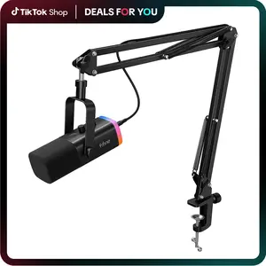 FIFINE AM8T XLR/USB Gaming Microphone with Boom Arm Stand, Dynamic PC Mic for Streaming Podcasting, Computer RGB Mic Kit, Mute Button, Headphones Jack, for Recording Vocal Voice-Over Audio, for USB-C Smartphone,father'sdaygifts