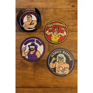 Retro Wrestling Legends Coaster Set 80s Ring Icons Drinkware Man Cave Bar Decor 3D Printed Gift for Wrestling Fans