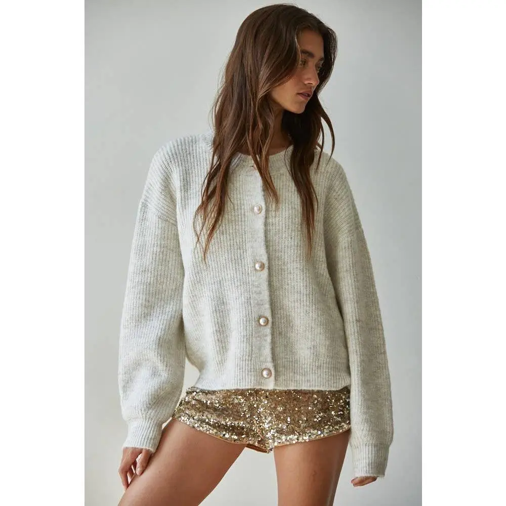 Knit Button Cardigan Oatmeal