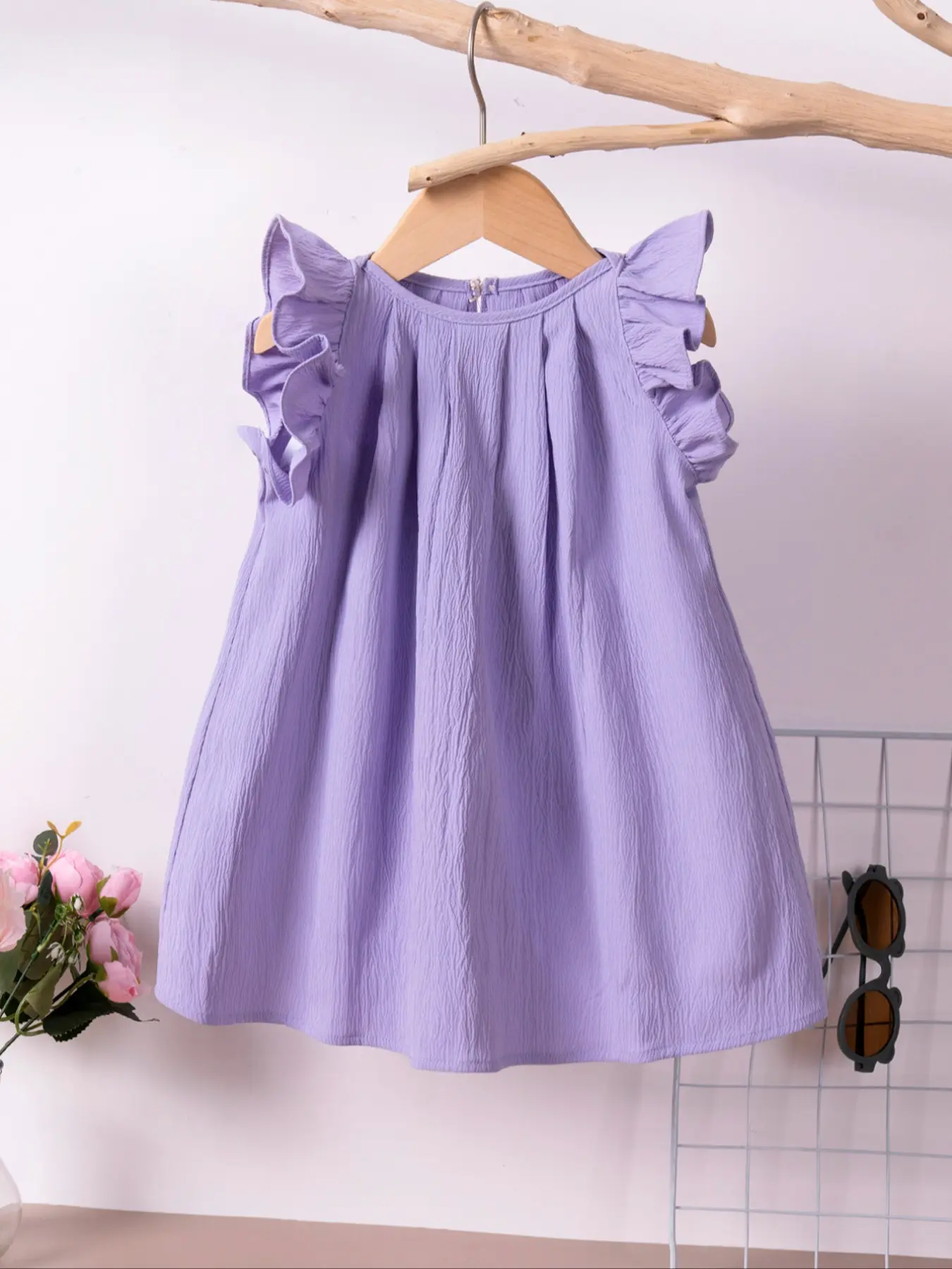 Elegant Baby Girl Dress with Flutter Sleeves, Pure Color Fashionable Infant  Gown, Stylish and Chic Toddler Clothing, Baby Clothes Girl, Toddler Summer  Dresses - TikTok Shop