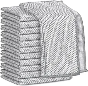 10 Counts Dishwashing Rags，Multipurpose Non-Scratch Wire Dishcloths for Wet and Dry Use, Reusable Wire Cleaning Cloths for Kitchen, Sinks, and Pans Washable and More shower  grout  cleaner Multifunctional Reusable Dishwashing Rags