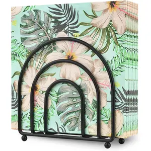 Metal Napkin Holder for Table - No Assembly Matte Black Paper Napkin Holders for Kitchen, Compact Design Cocktail Napkins Hoder Dispenser for Home Countertop, Restaurant & Outdoor Use