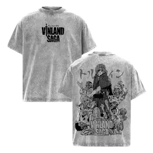 Vintage Acid Wash Vinland Saga Graphic T-Shirt, Thorfinn Anime Streetwear Oversized Tee for Men & Women, Japanese Manga Retro Washed Cotton Casual Top, Trendy Y2K Grunge Aesthetic Otaku Apparel, Everyday Cosplay Fashion Gift Anime Fans Collection