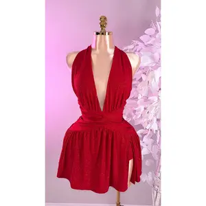 Lia Glitter Romper Dress - Red