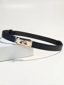 Women's Classic Alloy Buckle Leather Belt, Adjustable Waistband, Perfect for Dresses and Coats, Daily Fashion Accessory