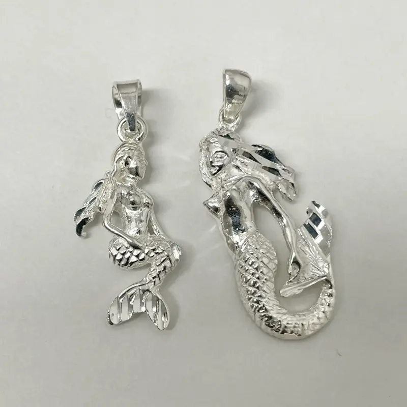 Sterling Silver 925 Mermaid Pendant Dangle Earrings Sea Jewelry