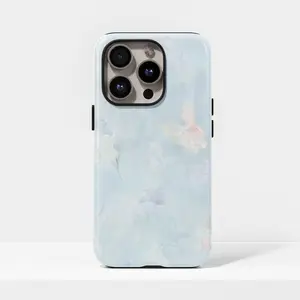 Light blue iris aesthetic phone case, fashionable case with iPhone 17, 16, 15, 14, 13, 12, Plus, Pro Max,  S25, S24, S23, S22 Ultra