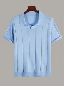 2026 retro solid-color knitted short-sleeved shirt for both men and women, Spring and autumn business casual simple party sport T-shirt POLO shirt