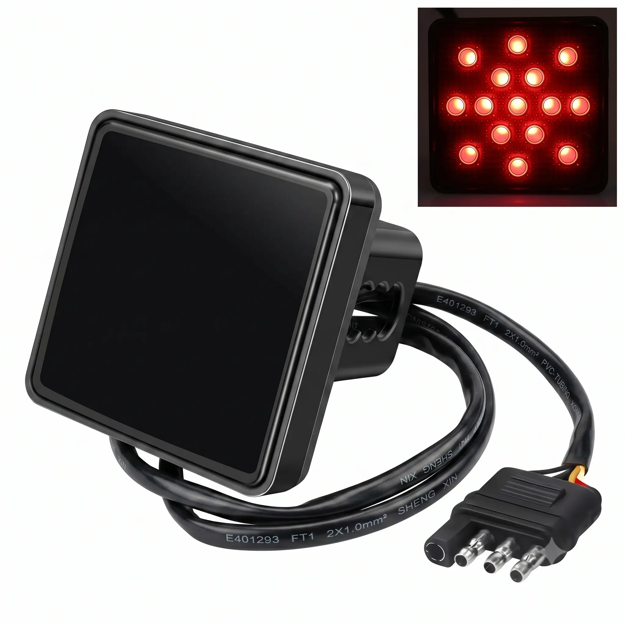 15 LED Brake Light Trailer Hitch Cover Super Bright Brake Driving Lamp for 2" Towing Hitch Receiver Universal Brake Tail Light for Towing Truck Pickup SUV Car Accessories