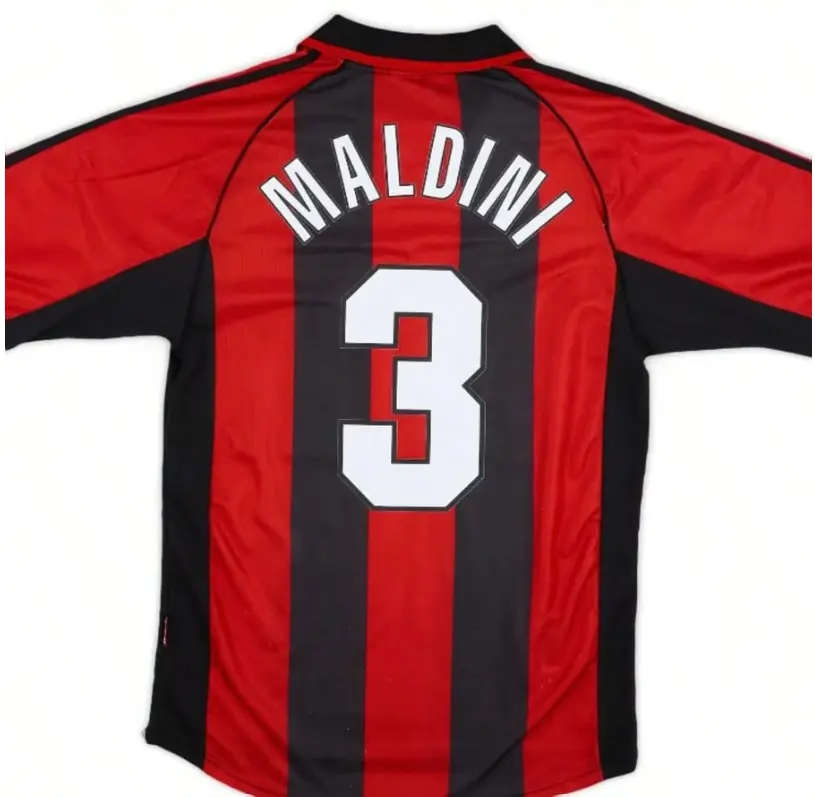 Italian Legend Inspired Red Black Striped Soccer Jersey Shirt, No.3 Back Graphic Football Fan Top, Short Sleeve Athletic Sports Tee, Retro Match Day Streetwear Apparel
