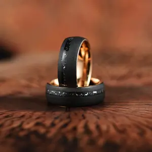 The Gladiator Ring - Black Hammered Tungsten Meteorite Men's Wedding Band 8MM