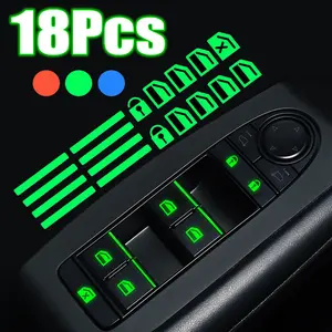 Car interior button luminous version label sticker 18-piece multi-color optional luminous clear button logo car sticker Car Decal