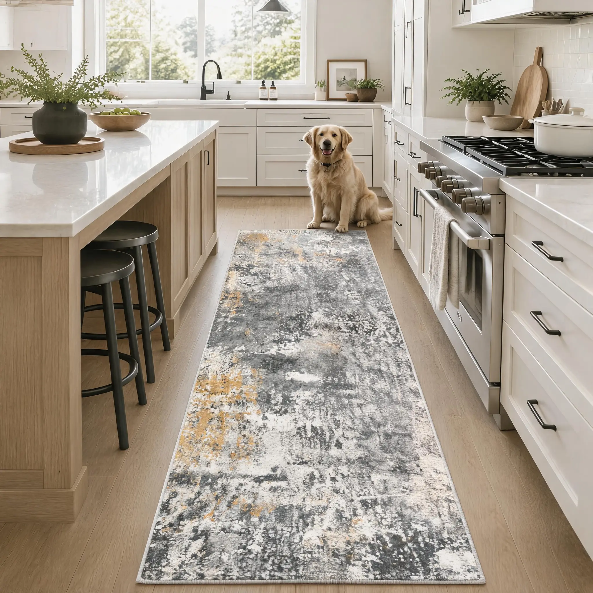 ROOMISLAND Washable Runner Rug, Non Slip Low Pile Hallway Rug, Soft Vintage Abstract Indoor Carpet for Kitchen, Entryway, Laundry Room, Bedroom, Pet & Kid Friendly, OEKO-TEX Certified