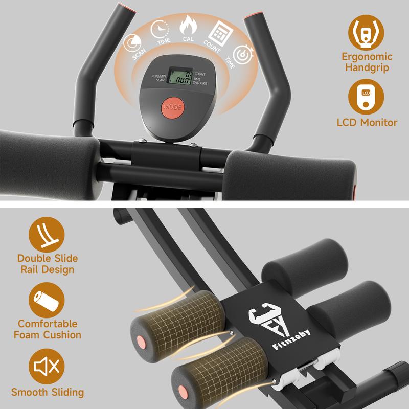 Abdominal Trainers, Adjustable AB Machine at Home or Gym for Core Strength Training, Ab Cruncher Foldable Fitness Gear for Men and Women Exercise &Workout