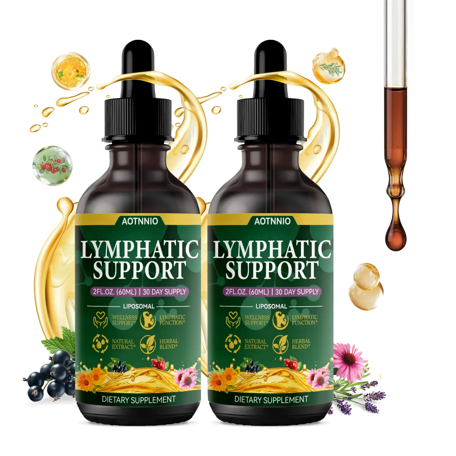 11-in-1 Botanical Nourishment Liquid Drops | Supports Natural Body Upkeep, Daily Vitality & Relaxing Self Care | Echinacea Purpurea Root, European Elderberry, Plantain Leaf, Blue Vervain, Yarrow Flower & Thyme Leaf | 2 FL OZ