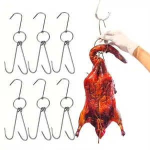 6pcs Double Meat Hooks Stainless Steel Roast Bacon Shop Hook Grill Hanger Cooking Tools Accessories - Butcher Hooks Suitable for Hanging Beef, Ribs, Chicken, Bacon, Hams, Ducks for & BBQ Cooking Tools,summerwins summerwins