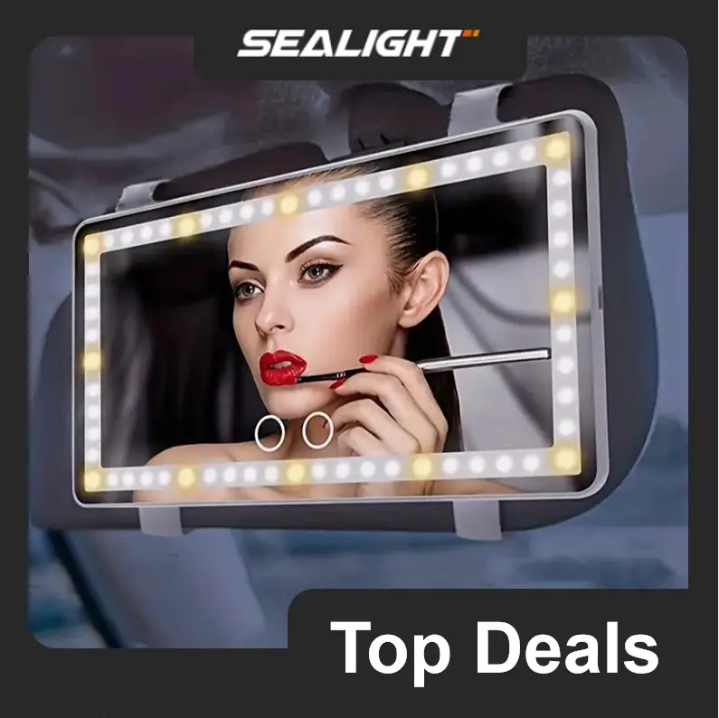 Car Visor Vanity Mirror Rechargeable with 3 Light Modes & 60 LEDs for Car Truck SUV Rear View with Dimmable Touch Screen,Car Mirror as A Gifts, Car Interior Accessories, Gift for Girls, Mums, Girlfriend