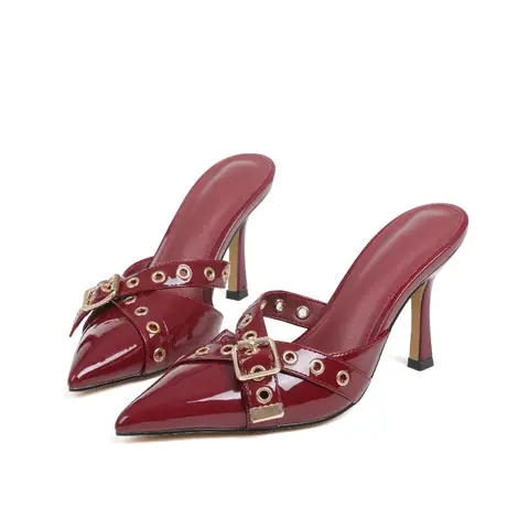 Women's Vintage Kitten Heels - Pointed Toe, Studded Buckle Slip-On Shoes with Vintage Charm, Leopard Print Color, Elegant, Versatile and Stylish Footwear for Party, Wedding