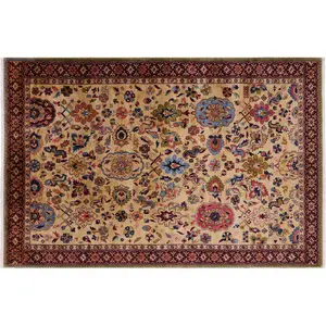 Ivory 6' 2" X 9' 5" Vegetable Dyed Turkish Oushak Hand-Knotted Wool Rug - Q23910