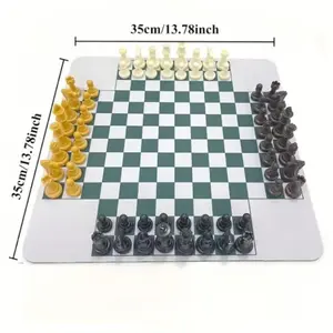 International Chess Set for 4 Players, Includes 64 Colorful Pieces, Storage Bag Packaging, Classic Board Game, Perfect Party Gift, Strategy Board Games
