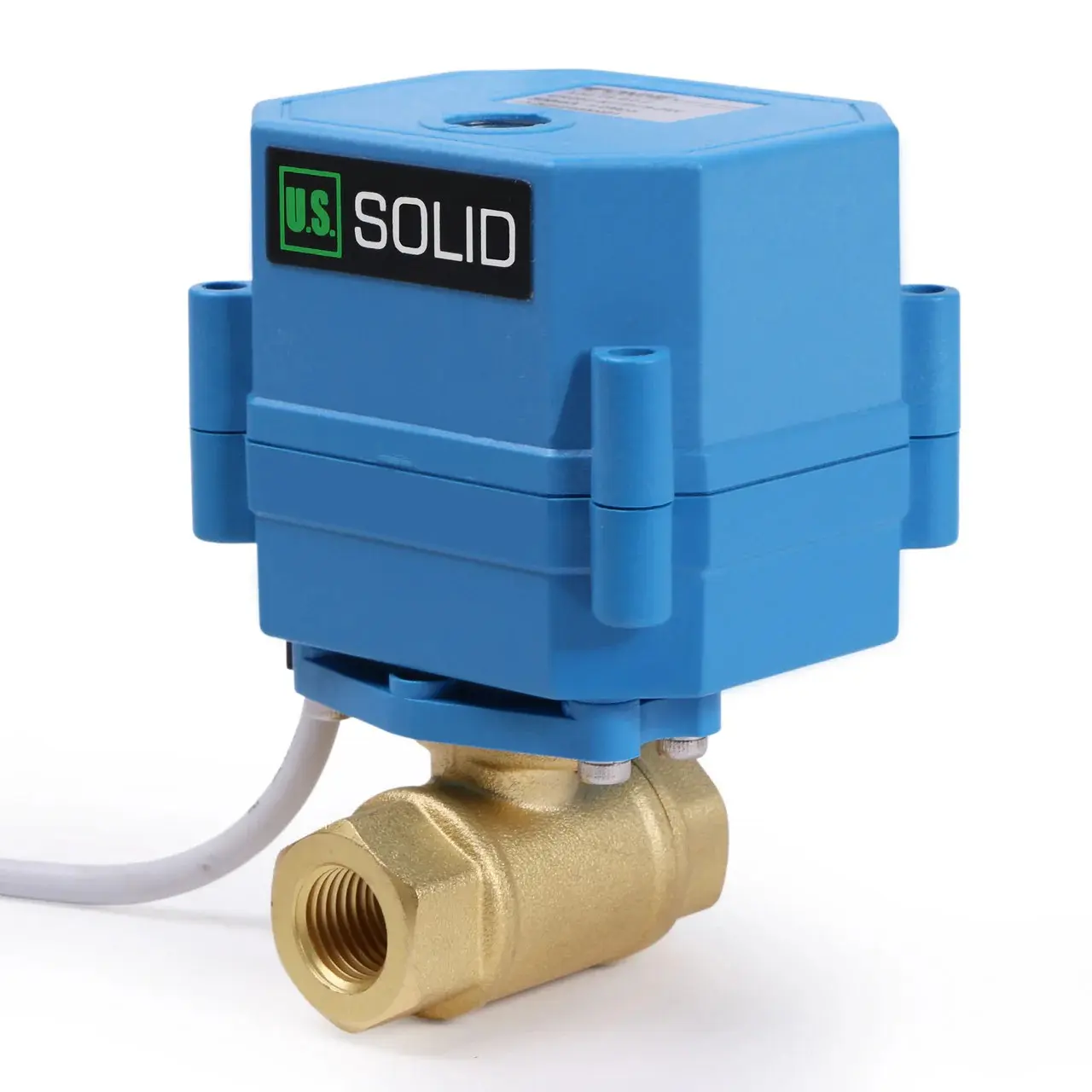 U.S. Solid 1/4" Brass Motorized Ball Valve – 9-24V AC/DC, 2-Wire Auto Return, Normally Closed, Full Port