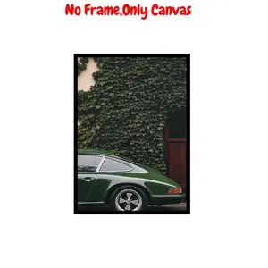 Vintage Green Porsche 911 Car Poster, 35mm Photography Car Poster, Wall Art for Home Living Room Bedroom Office Decor, Frameless Ornaments