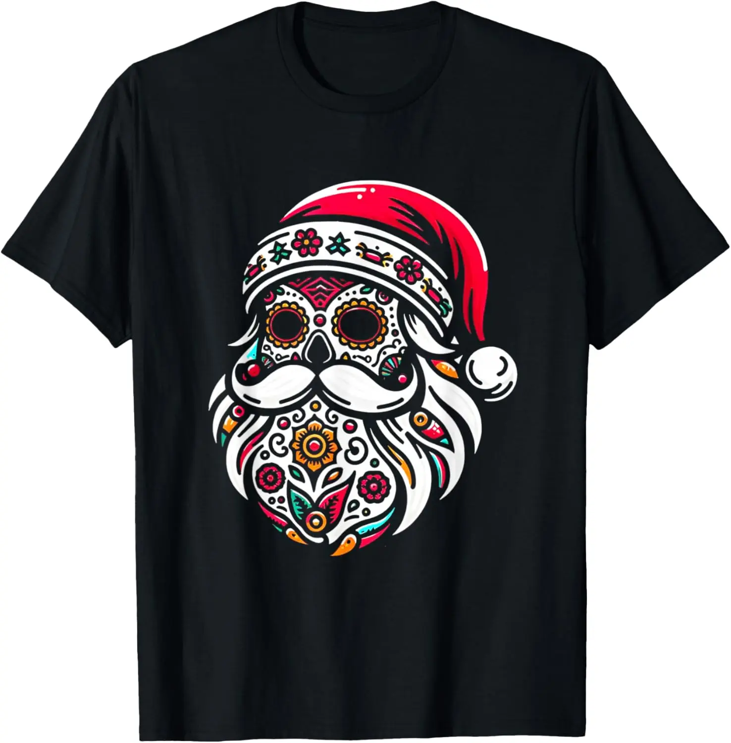 Women's 100% Cotton Short-Sleeve Vintage Lady Top - Everyday Casual Distressed Graphic Streetwear Santa Mexico Calavera Christmas Tshirt