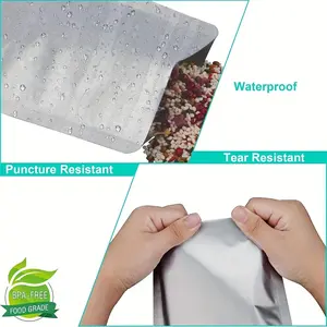 50-Pack Food-Grade Aluminum Foil Bags, Vacuum Sealed Storage Bags, U-Type Easy Tear, Moisture-Proof for Coffee Beans, Tea, Grains, Vacuum Sealer Bag