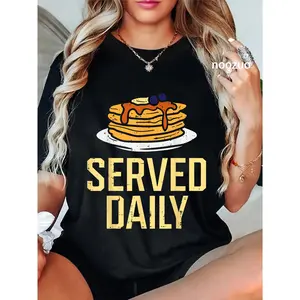 100% Cotton Pancakes Served Daily American Football Funny Sports Lineman T-Shirt