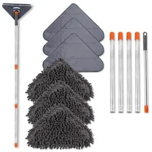 Wall Cleaning Mop with 79" Extended Handle, 360° Wall Cleaner, Multi-Use Cleaning Tool for Walls, Ceiling Fans, Dust, Baseboards & Floors, Ceiling Duster with Scraper, Includes 6 Replacement Pads