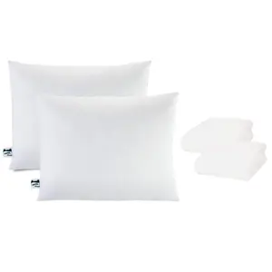 SquishPillow Bed Pillow and White Pillowcase 2-Pack Super Soft Signature Fibers Ergonomic Comfort Support Soft Medium or Firm Firmness