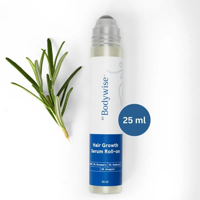 Be Bodywise Advanced Hair Growth Roll-On Serum | 3% Rosemary | 2% Aminexil | 3% Redensy l 2% Anagain | Precision Scalp Applicator | Paraben & Sulphate Free | Non oily and mess free Be Bodywise Advanced Hair Growth Roll-On Serum | 3% Rosemary | 2% Aminexil | 3% Redensy l 2% Anagain | Precision Scalp Applicator | Paraben & Sulphate Free | Non oily and mess free